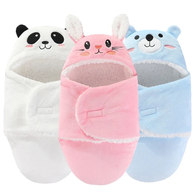 Soft Baby Sleeping Bags Warm Flannel Newborn Baby Wrap Blankets Bedding Cute Cocoon for babies Cartoon Baby Sleepsack 0-9 Months