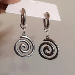 Stainless Steel Geometric Spiral Vortex Earrings Y2K Vintage Grunge Hip Hop Earrings for Girls Women