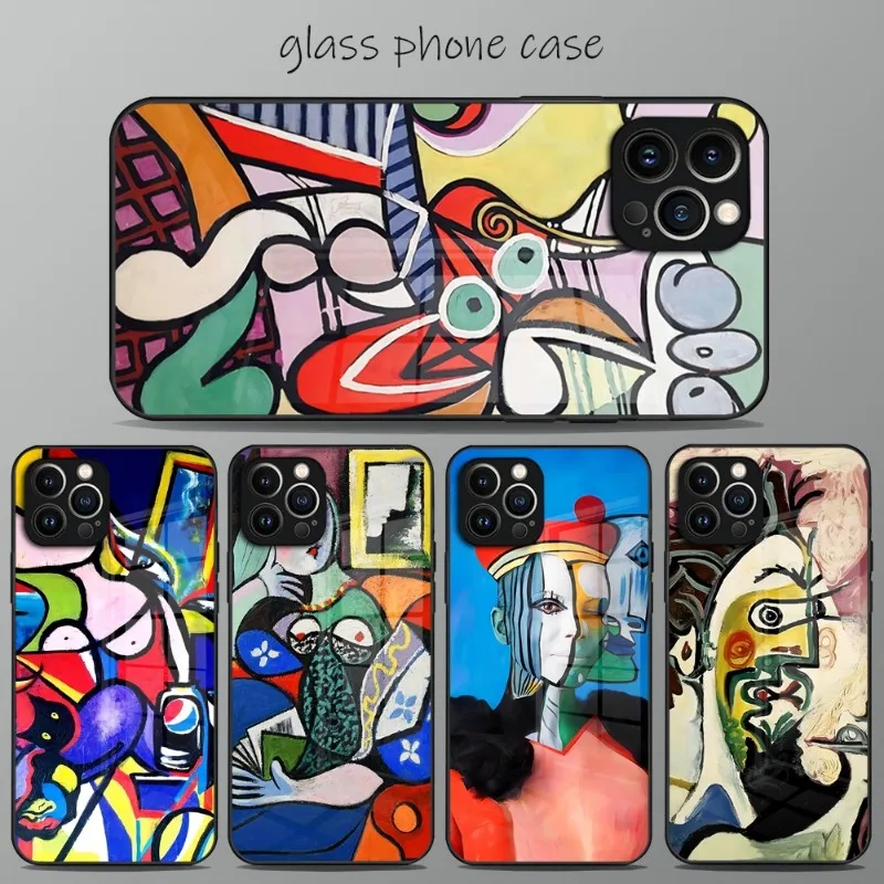 Picasso Abstract Art Phone Case For IPhone 12Pro 12 13 11 Pro Max Mini X XR XS Max 8 7 6s Plus SE 2020 Tempered Glass Cover