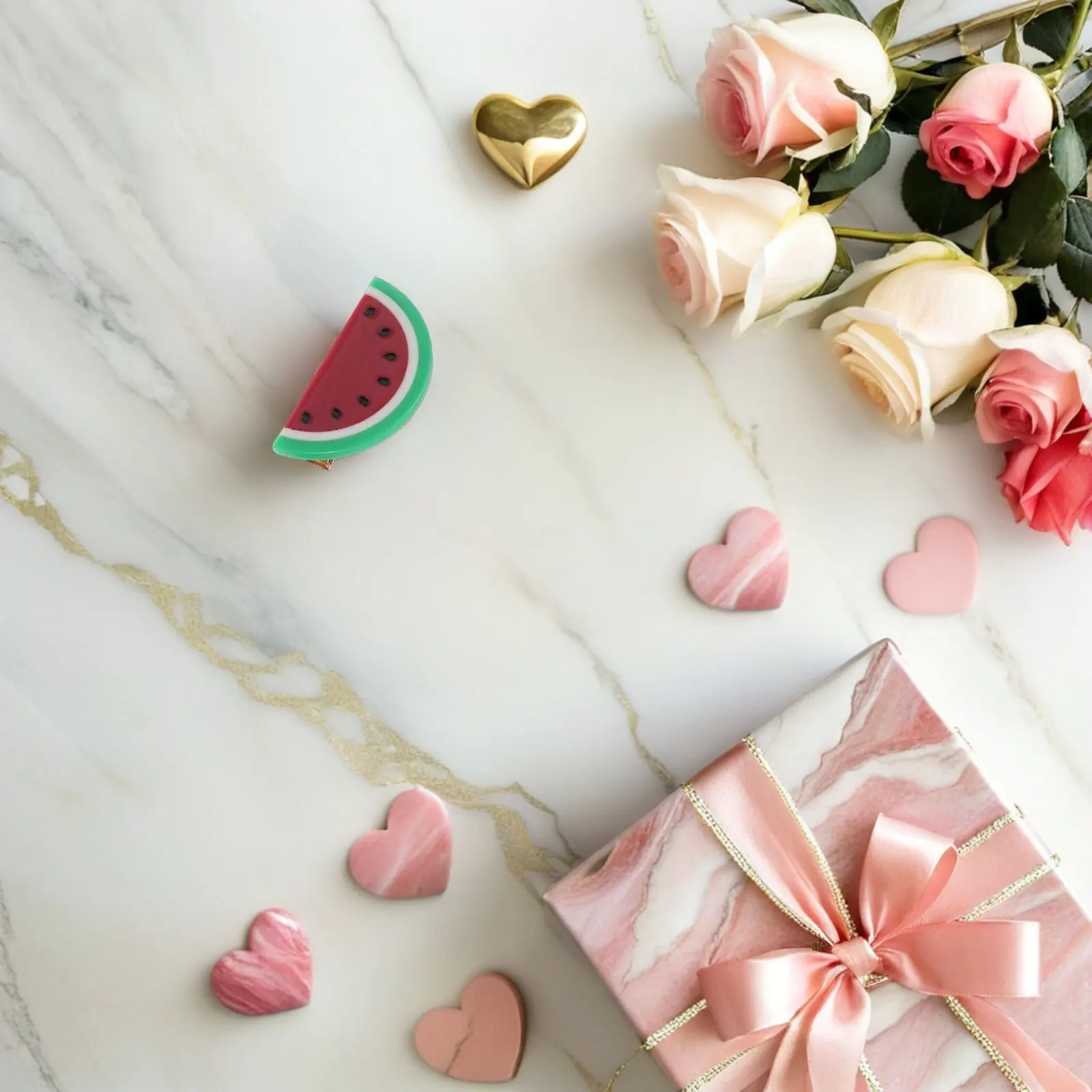 

4Pcs Fruit Hair Clips Watermelon Shape Acetate Spring Hairpins Cute Decorative Hair Styling Accessories for Bangs Side Parts