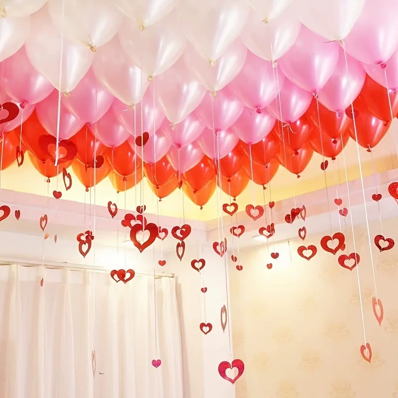 100pcs Love Heart Laser Pendan - Confetti Balloon Set ulasan dan harga
