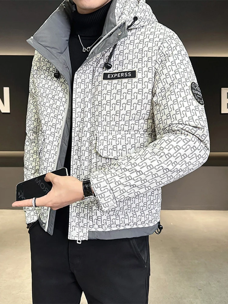 

Мужской легкий пуховый жилет 2024 года, новая зимняя коллекция, белый, с принтом, модный, утепленный пухом, жилет-безрукавка