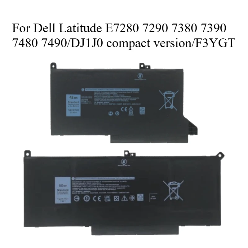 

High-Performance battery for Dell Latitude E7280 7290 7380 7390 7480 7490/DJ1J0 compact version/F3YGT 7.6v/60wh