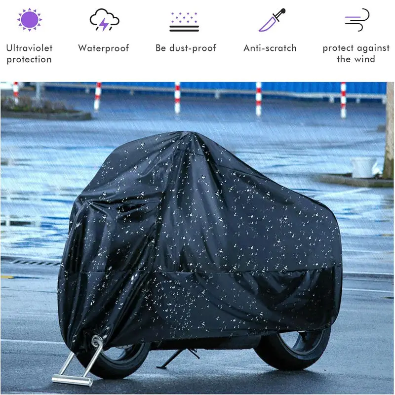 

Dust Proof Water Proof Heavy Duty Motorcycle Cover Universal Motorbike Cover with Lock-Holes & Storage Bag