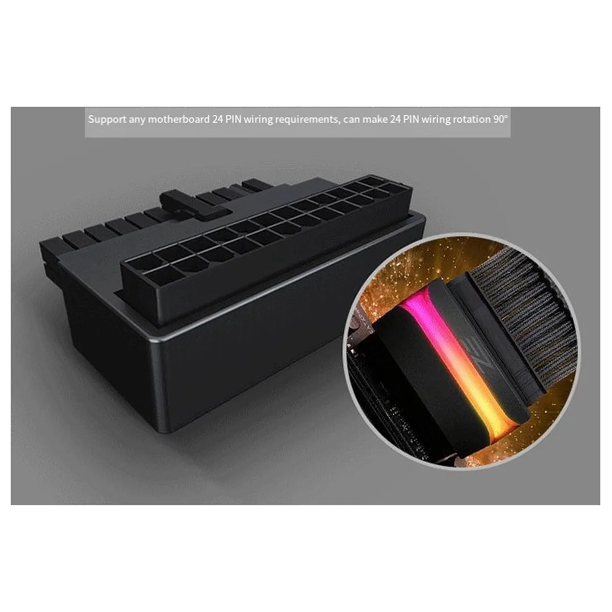 AD41-5V sincronizado 24 pinos turn header placa-mãe do computador atx fonte de alimentação 24p a 90 °   Alinhamento de giro do conector