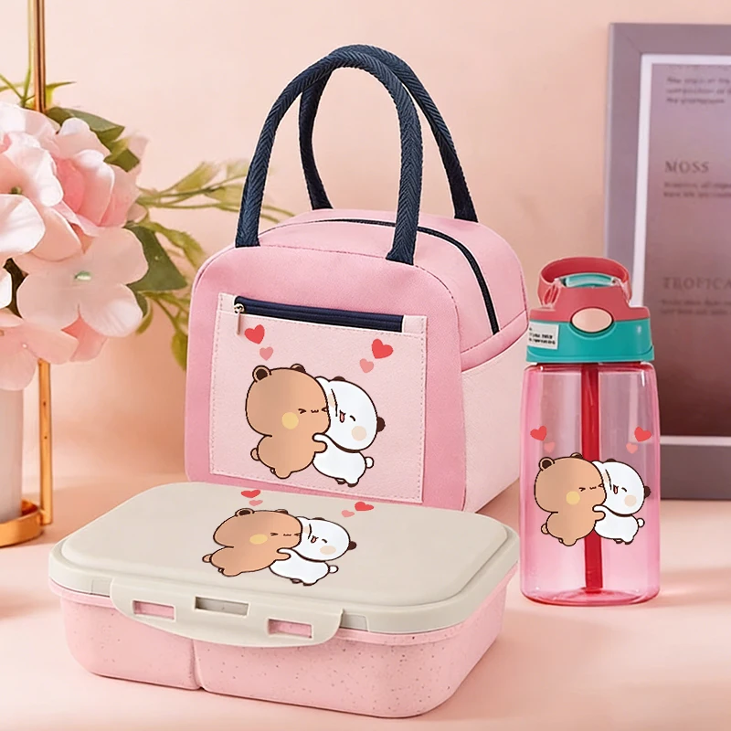 

Bubu Dudu Bento Box+Lunch Bag+Water Bottle 3pcs Set Yier Bear Panda Cartoon Student School Supplies Food Container Drinkware