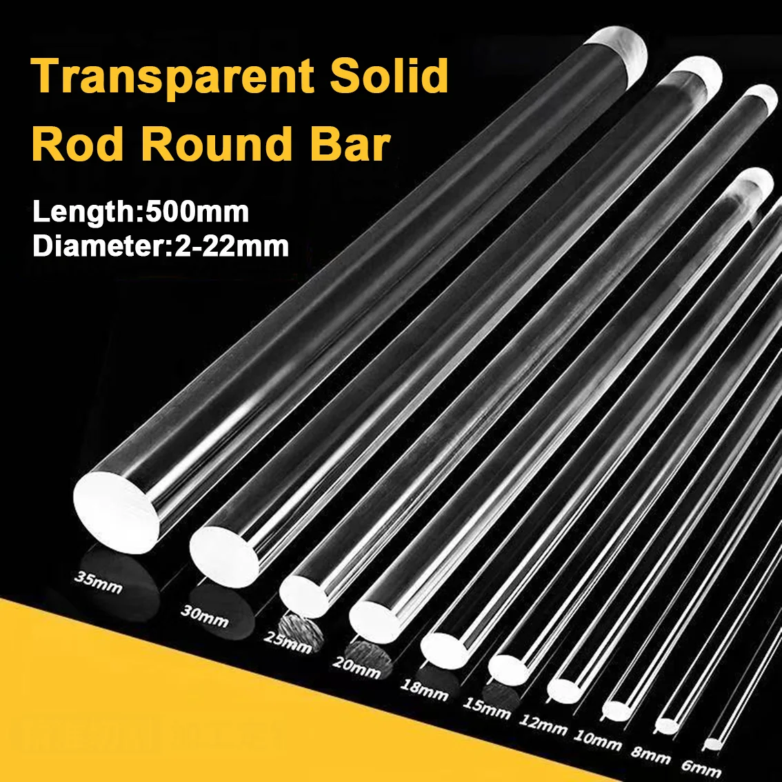 1PCS Transparent Plastic Solid Rods Diameter 2~22mm*Length 500mm LED Light Guide Bar/Crystal Display Column/Craft Decor Strip