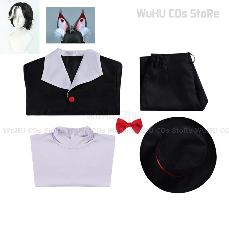 Disfraz de Husk Hazbin para Cosplay, uniforme negro para Halloween, Hotel, trajes de fiesta con sombrero, orejas, cejas, utilería | en línea Disfraz de Husk Hazbin para Cosplay, uniforme negro para Halloween, Hotel, trajes de fiesta con sombrero, orejas, cejas, utilería | en línea