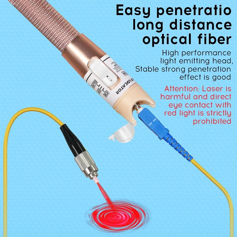 COMPTYCO Visual Fault Locator 10/20/30/50/60/80MW SC/FC/ST 2.5mm Interface FTTH Pen Type Optical Fiber Cable Tester Tool