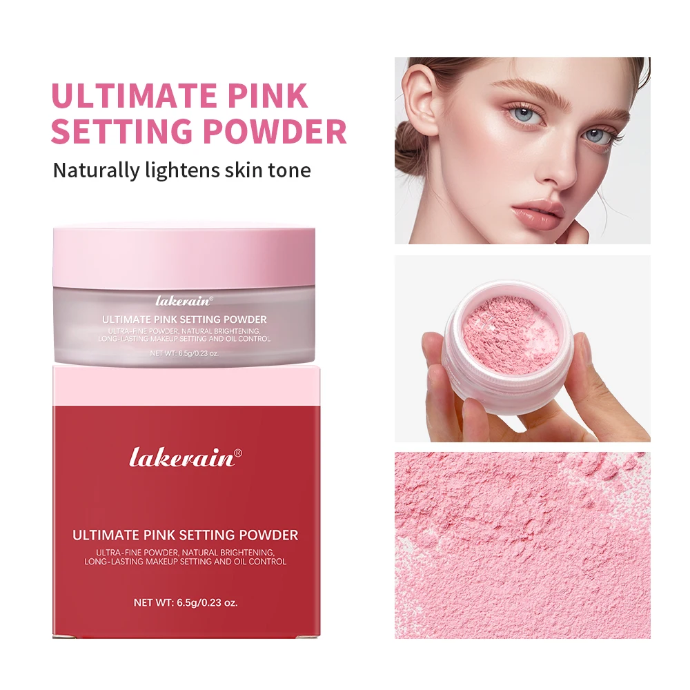 long-Lasting Setting Powder Matte Finish Oil Control and Makeup Fixation Removal Pore Modification Pink Cosmetics