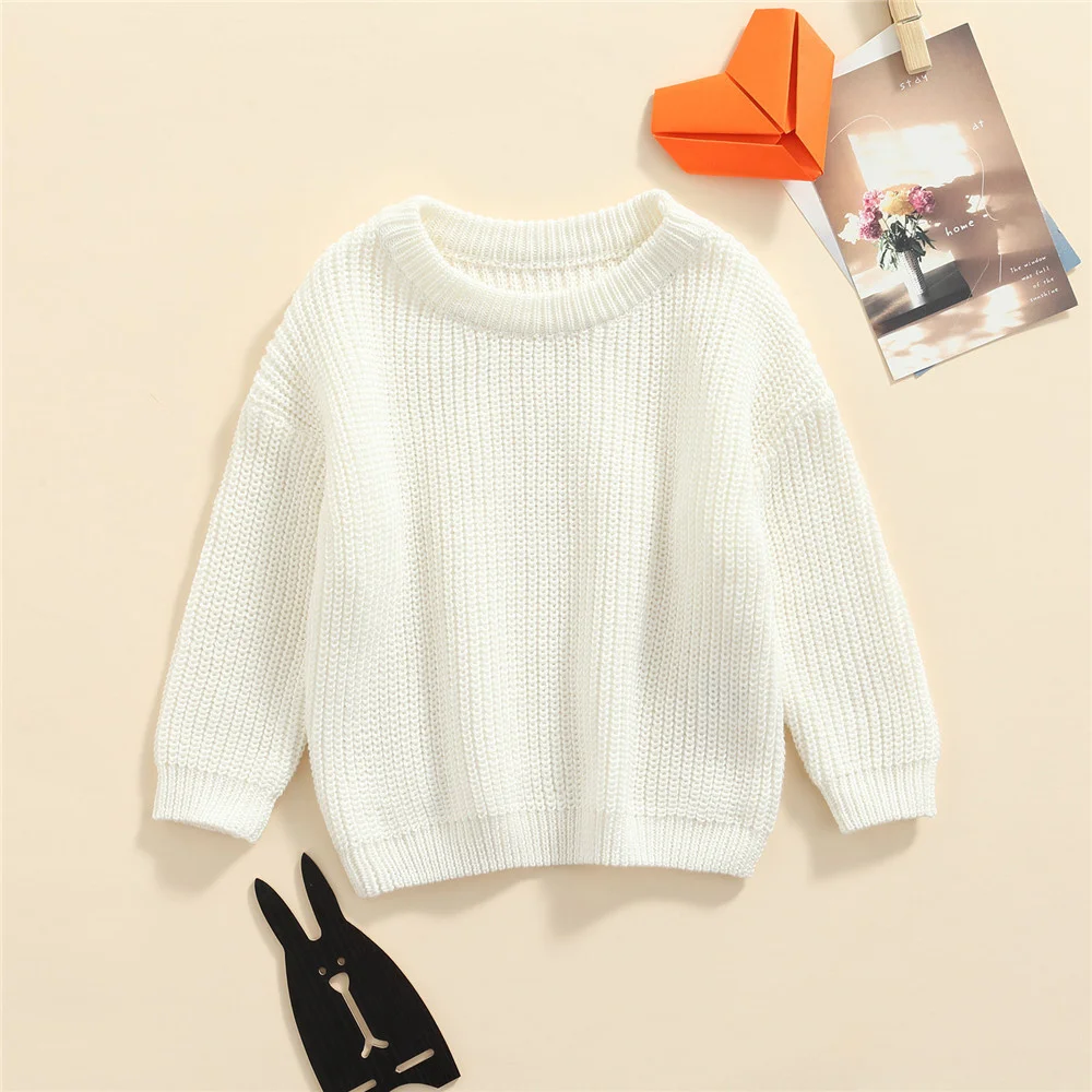 9 Color Autumn Winter Warm Newborn Baby Solid Color O-neck Sweater Infant Girl Boy Loose Fit Long Sleeve Knitted Pullover Top