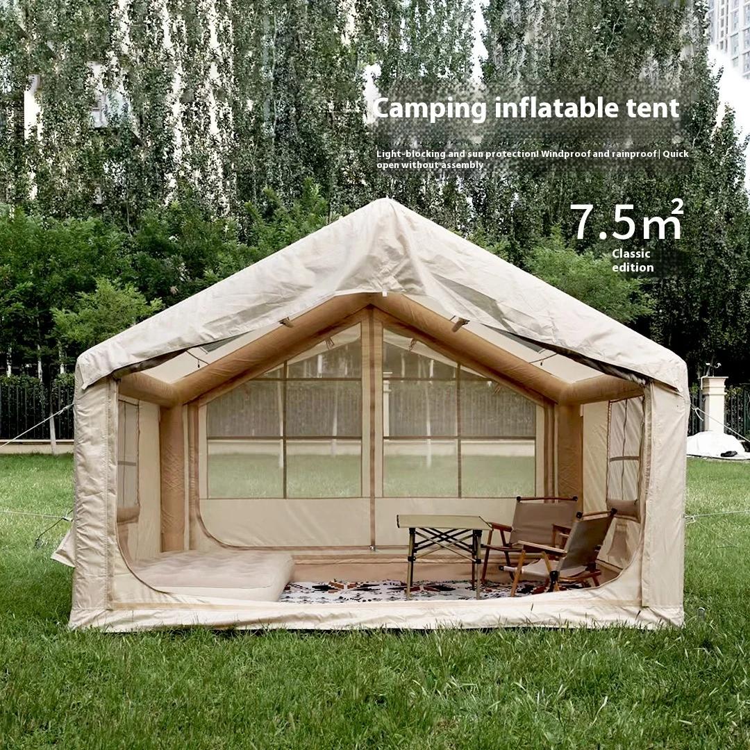 Outdoor Camping Inflatable Tent 3-4 Person Waterproof Oxford Fabric Thickened Rainproof Automatic Inflatable Tent