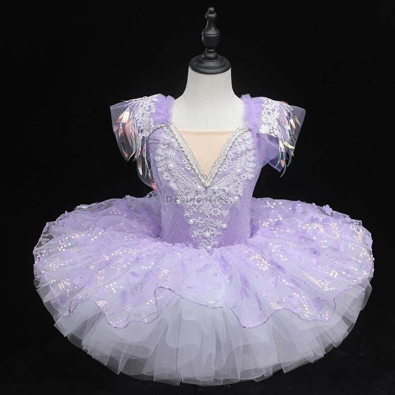 children's stage performance costumes dress kids' summer/spring princess chiffon skirt girls' lace ballet dance dress
