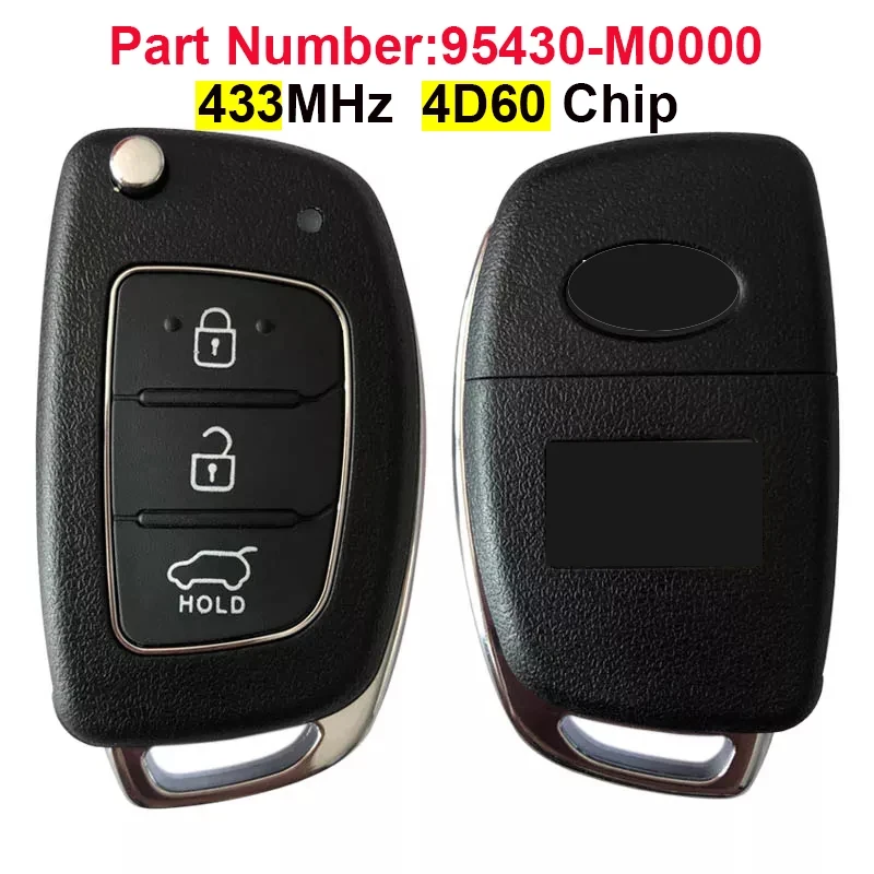 CN020116 Aftermarket 3 Button Remote Flip Key 433MHz For 2016-2019 Hyundai Creta With 4D60 Chip Smart Key FCCID 95430-M0000