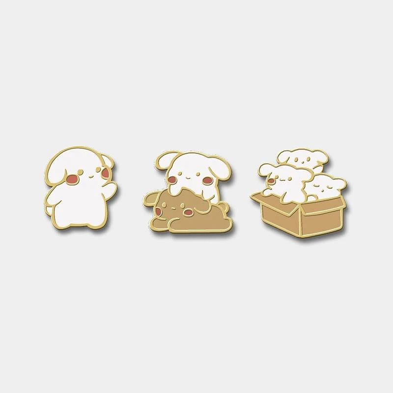 Cute Creative Dog Design Brooch 1 2 3 Dogs Shape Metal Badge Pin for DIY Clothing Bags Hat T-shirt Scarf Accessories Decoration