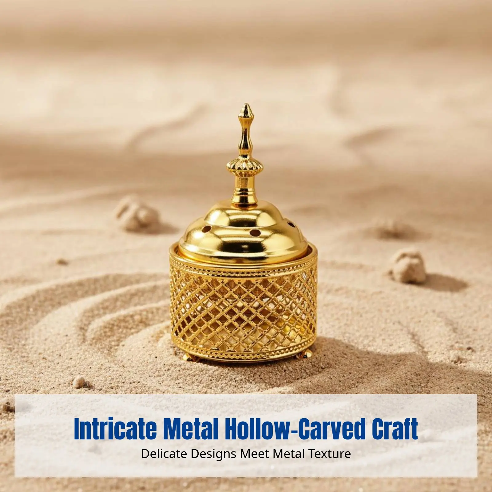 

Металлическая курильница для благовоний, для дома и церкви, в арабском стиле Ближнего Востока, с ажурной резьбой, золотистая/серебристая