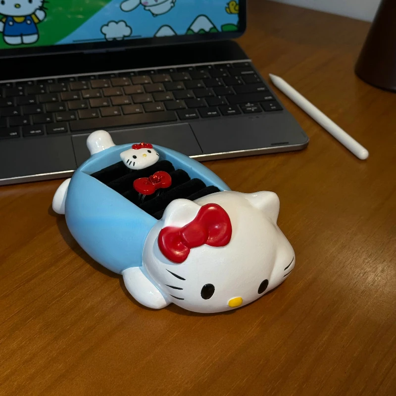

Hello Kitty Cartoon Figure Ring Box Bedroom Ring Jewelry Storage Home Decoration Desktop Model Ornaments Children Birthday Gifts