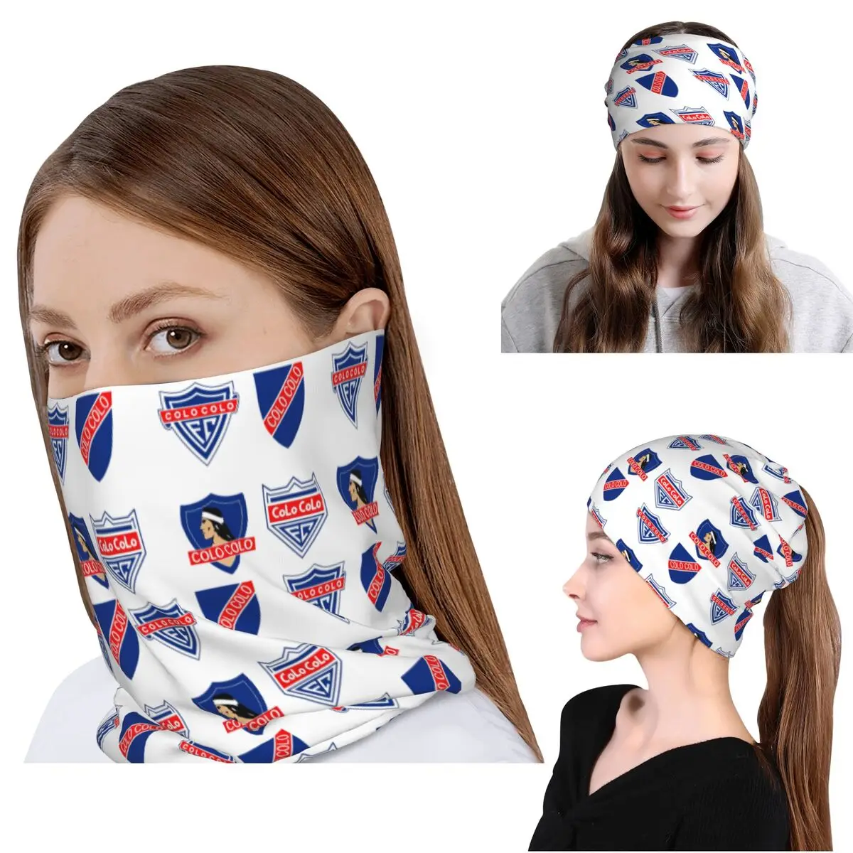 

Social Y Deportivo Colo-Colo Bandana Neck Cover Wrap Mask Scarf Multifunction Cycling Scarf Beanies Hat for Men Women Windproof