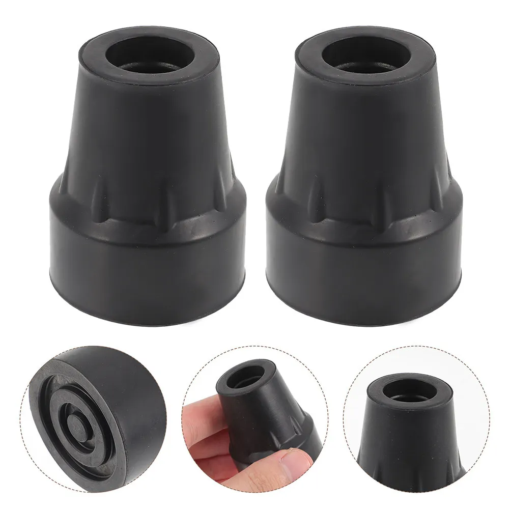 4Pcs Black 19Mm Diameter Rubber Walking Stick Tips Anti-Slip Wear Resistant Foot Covers Easy Install Trekking Pole Replacement