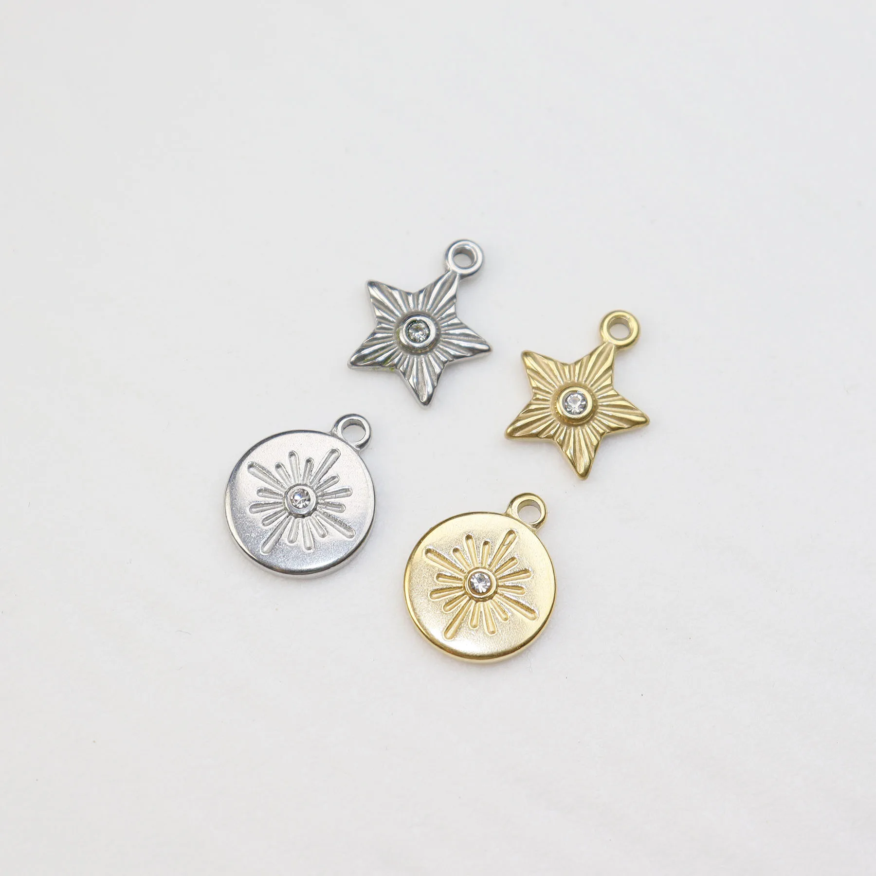 5 قطع صب الفولاذ المقاوم للصدأ ستار عملة مجوهرات مكون سحر قلادة DIY اليدوية قلادة أقراط أساور لوحة PVD #1