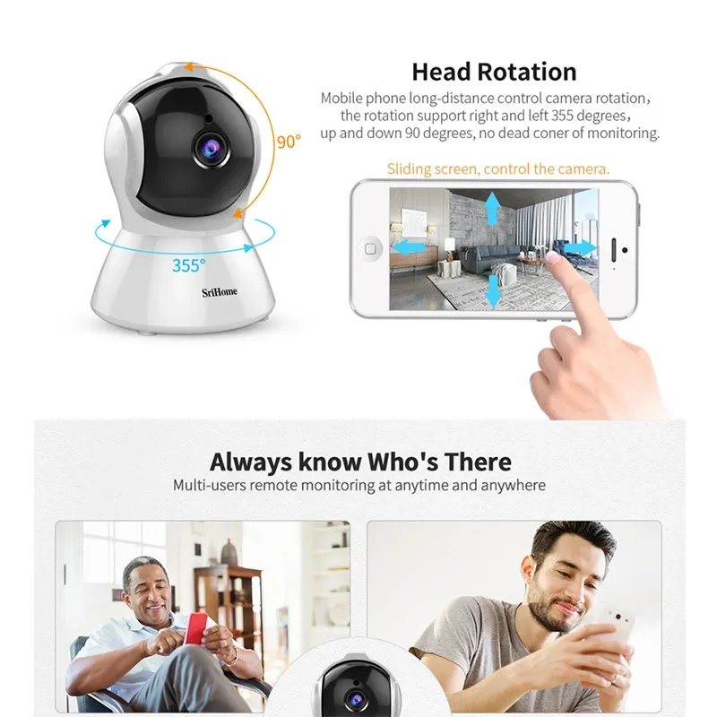 Sricam Sh025 Ai Body Auto-Tracking Ip Camera Baby Monitor Mini 1080P Wifi Cctv Camera 2.0mp H.265 Smart Home Indoor Remote View