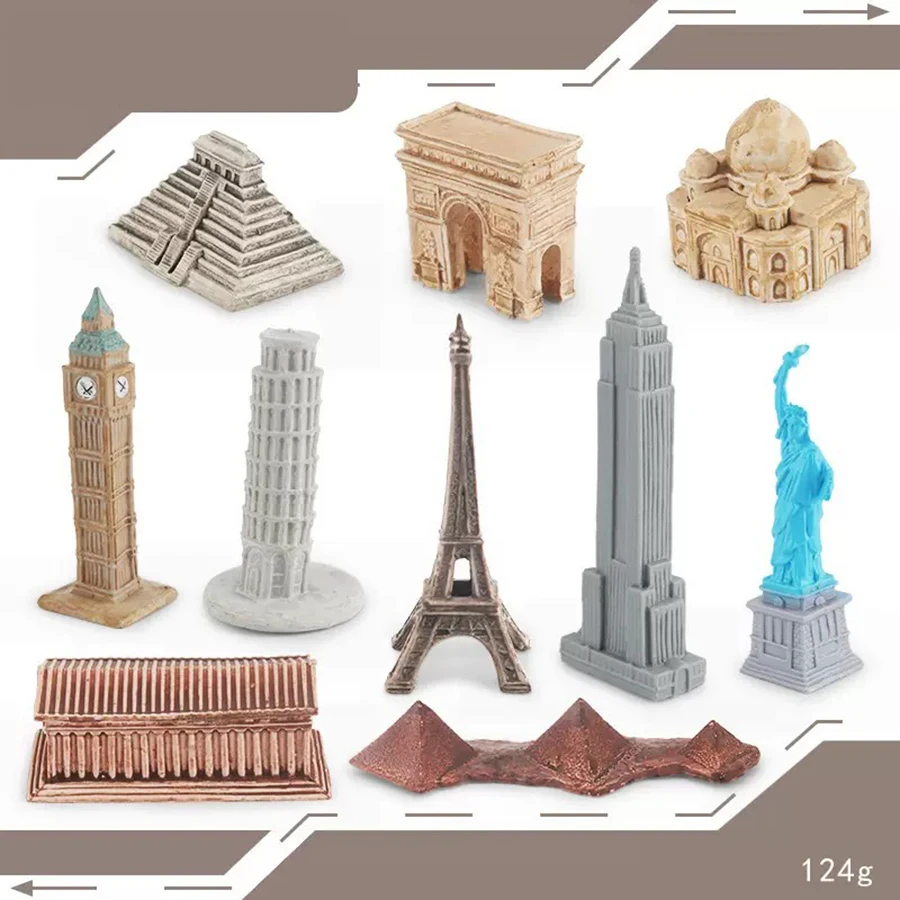

1 комплект, фигурка, строительный набор детских игрушек, памятник, Эйфелева башня, сфинкс, статуя либерта, пирамида, модель, экшн-фигурка, игрушечная игра