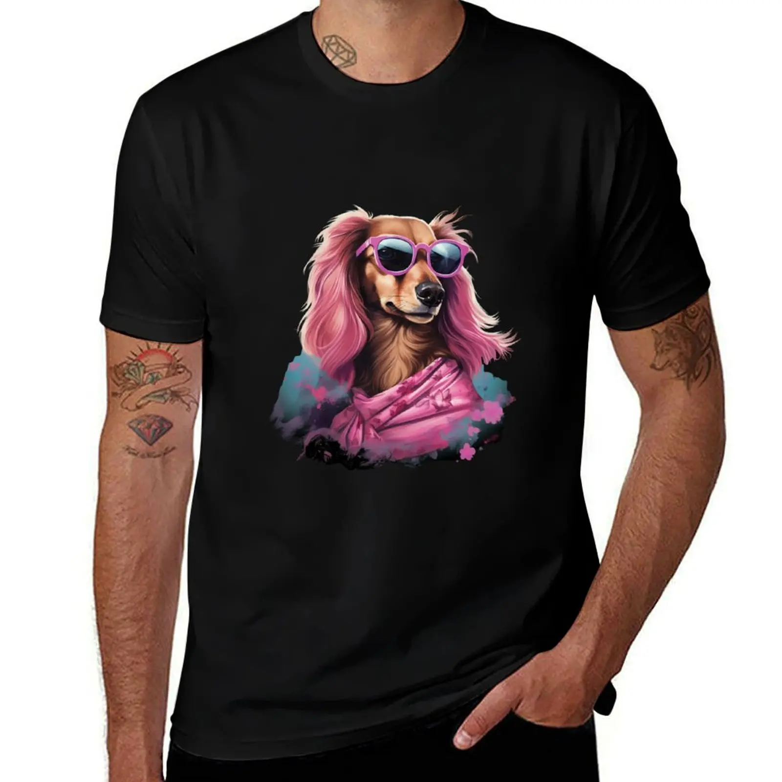 

Dachschund In Pink Glasses T-Shirt funny t shirts dark humor anime tshirt T-Shirt