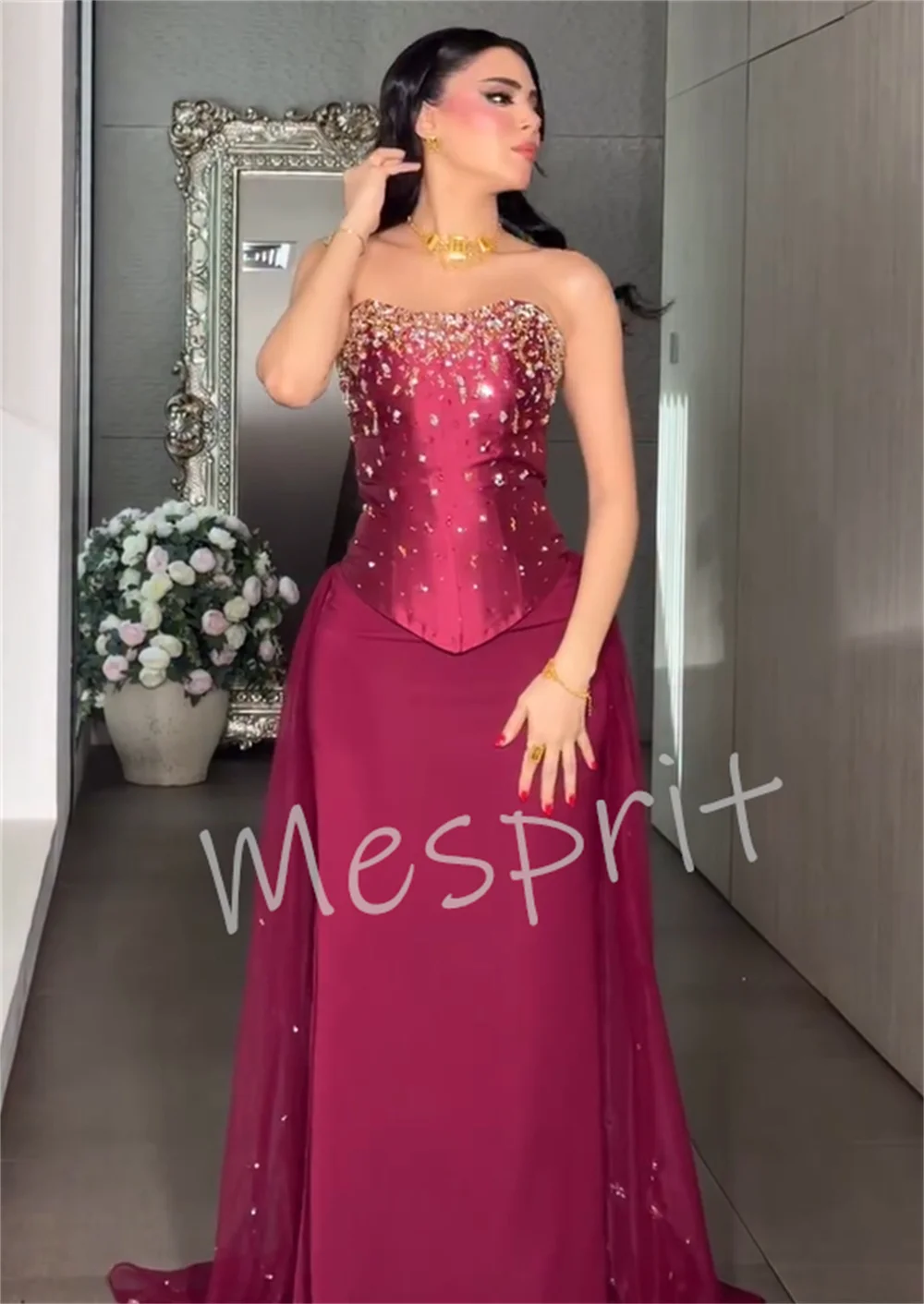 Customized Sparkle Charmeuse Sequined Pattern Mermaid Sweetheart Long Quinceanera Luxury Party Dresses Fashion
