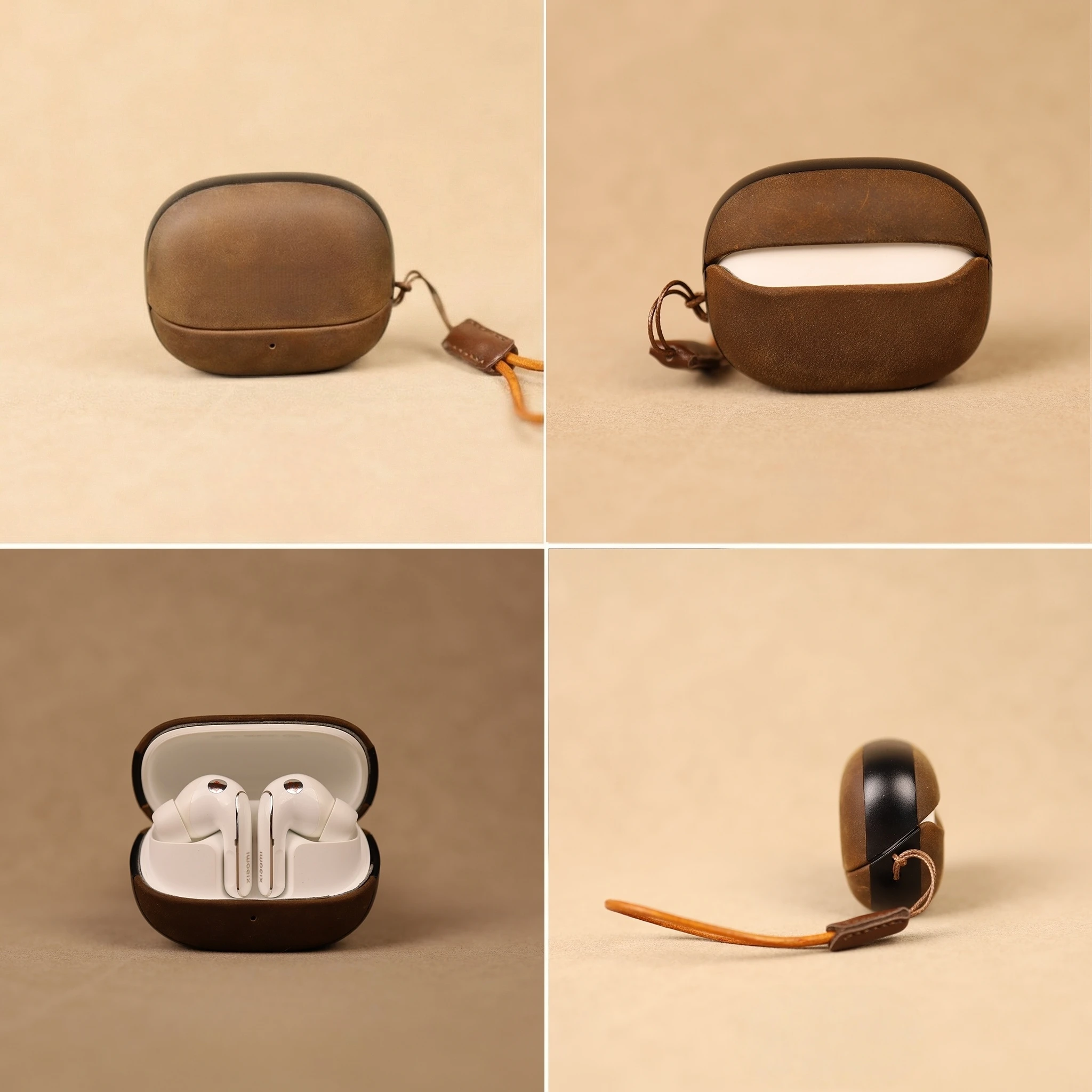 Oryginalne etui ze skóry Crazy Horse dla Xiaomi Redmi Buds 5 Pro / Xiaomi Buds 5 Pro |   Pełna ochrona przed wstrząsami na całe urządzenie |   Retro — zdjęcie produktu 6