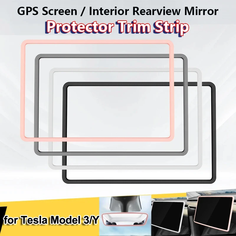 Suitable for Tesla Model 3 Y 2023 GPS screen frame cover silicone central control screen anti-collision protection strip decorat