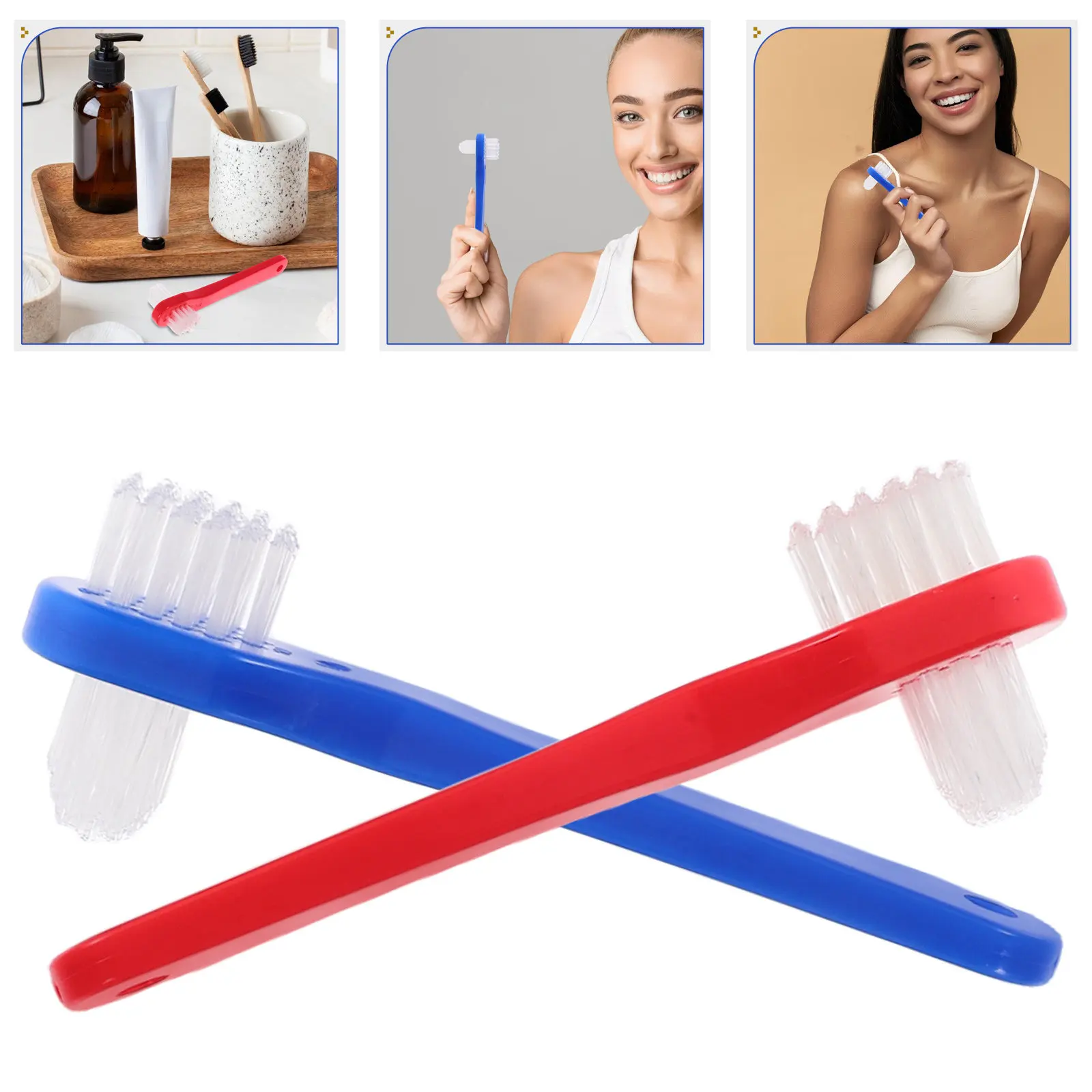 

Набор из 4 щеток для чистки зубных протезов, портативные двусторонние зубные щетки с очень мягкой щетиной, мини-размер для зубных протезов