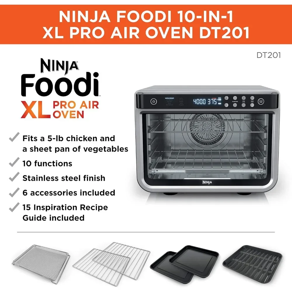 Foodi 10-in-1 XL Pro Air Fry فرن محمصة حرارية رقمية على سطح الطاولة مع تجفيف وإعادة تسخين، 1800 واط