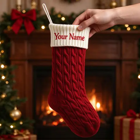 Custom Christmas Socks Custom Personalized Embroidered Logo Name Socks Christmas Home Decorations,Gift For Mom Dad Children's