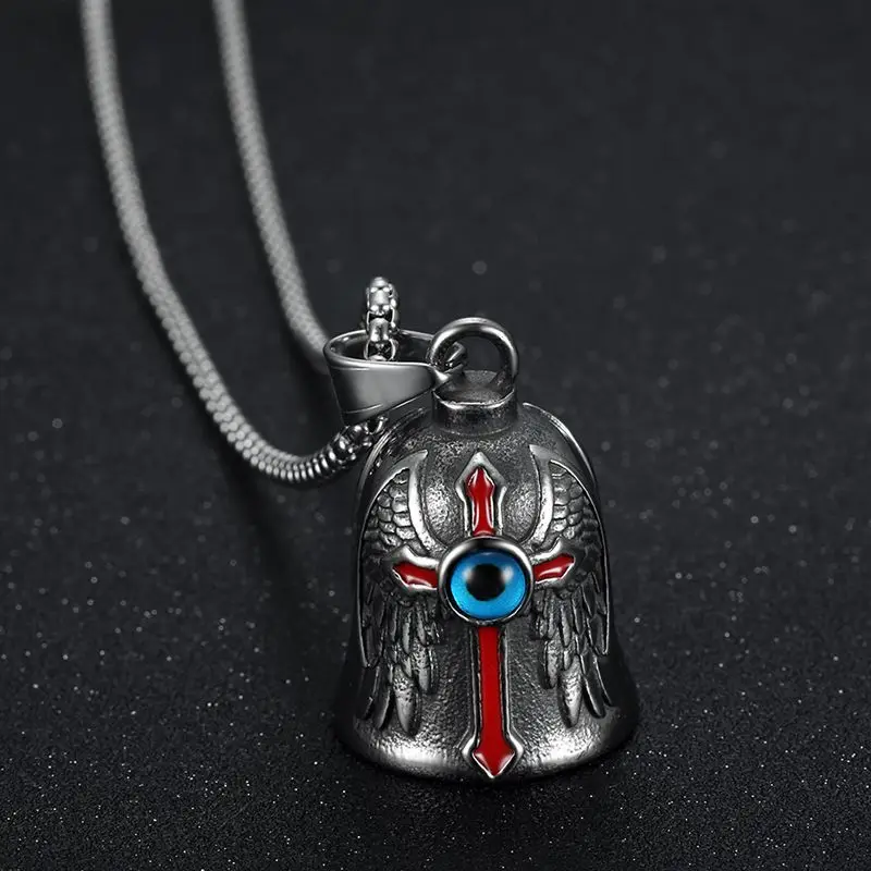 Vintage Stainless Steel Polished 'Do' Old Blue Eyes Red Cross Wings Design Riding Bells