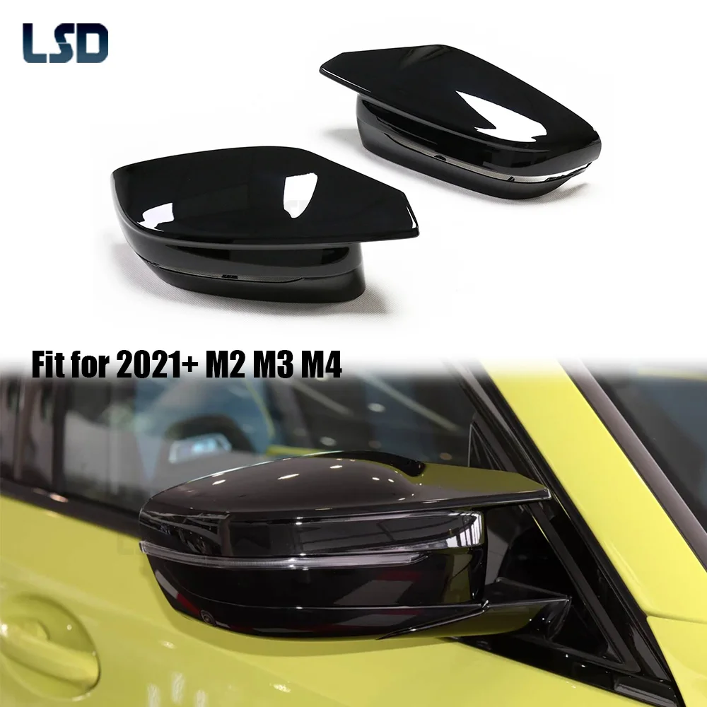 

LHD RHD For 2021+BMW M2 M3 M4 G87 G80 G81 G82 G83 Gloss Black ABS Mirror Cover Replace Side Door Rearview Caps Competition