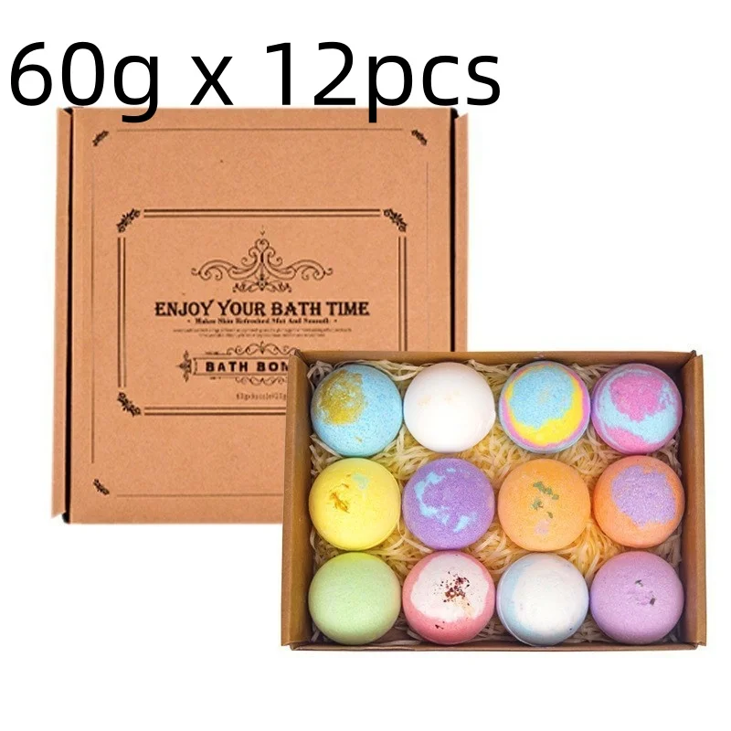 12 szt. 20g/60g Naturalne Mini Bombki do Kąpieli Ręcznie Robione Spa do Stóp Bogate Olejki Eteryczne Nawilżające Suchą Skórę Relaksujący Zapach