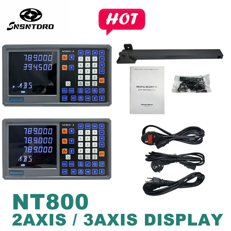 NT800 2/3 Axis Display LCD DRO Digital Readout TTL AC110V/220V For Milling Boring Machine EDM Linear Scale Encoder 9 Languages