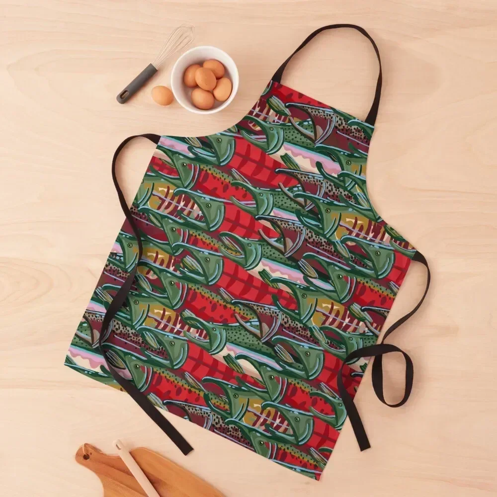 

Large Layered Salmon Pattern Apron painting Kitchens Men House Things For Home And Kitchen man chef uniform Apron