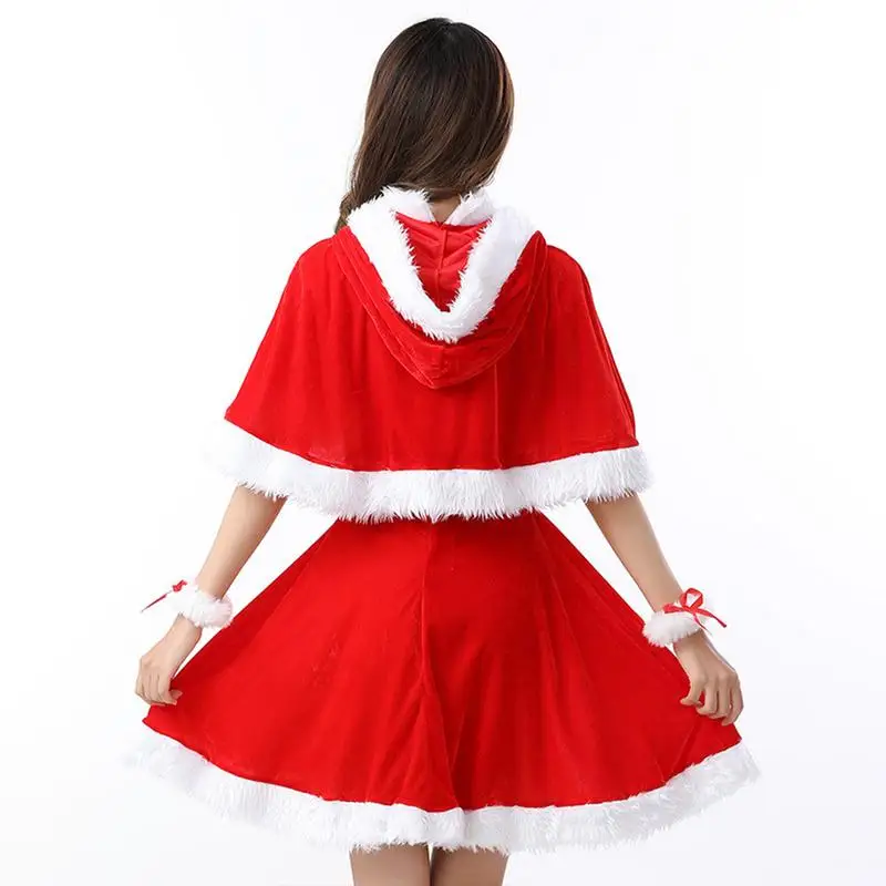 Robe Rouge de Père Noël avec Ourlet en Fausse Fourrure, Costume de Mme Santa Claus, Tenues de Noël pour Cosplay, Performance sur Scène, ix