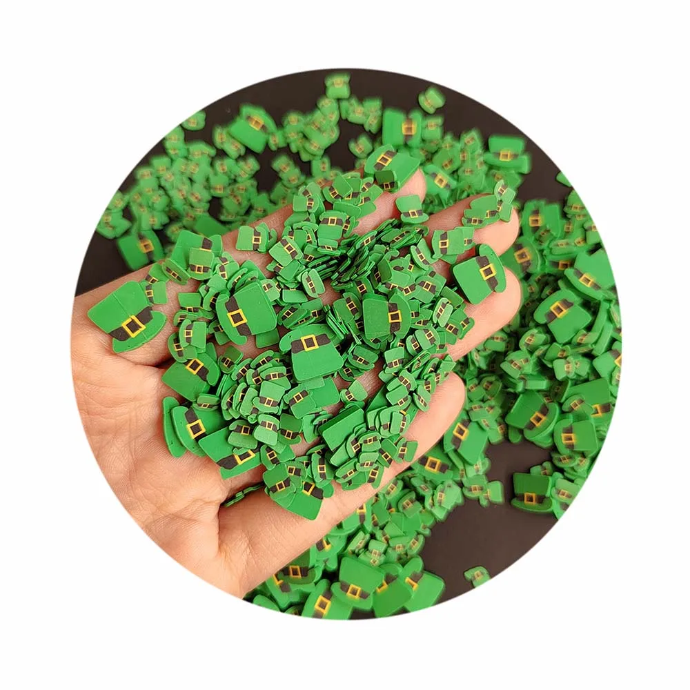 Polymer Green Color Hat Beer Circle Slices Clay Sprinkles for Crafts Making DIY Slime Filling Accessories Nail Art Decor