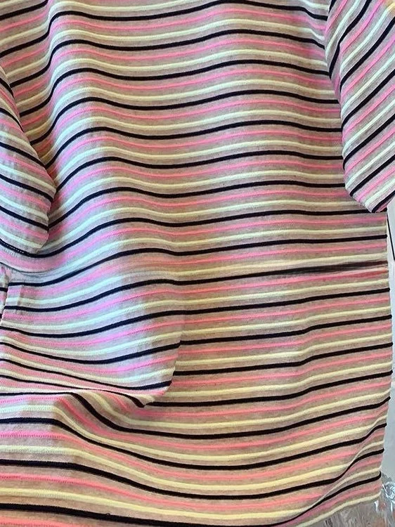 Nouveau grande taille ample rayé couleur Blo ort Sve T-irt femmes confortable respirant coréen Sle haut décontracté