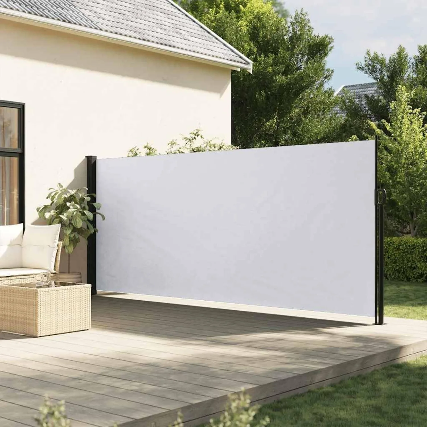 Retractable Side Awning, Privacy Screen for Patio, Balcony and Garden, 86.6 x 118.1 inches, Protective Shelter for