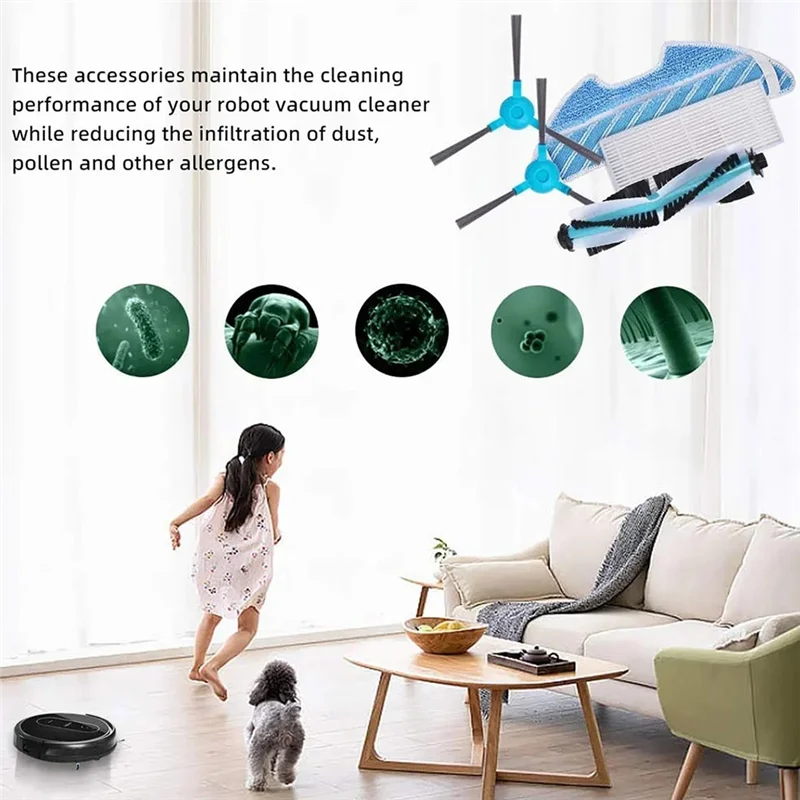 

A15Q-комплект сменных аксессуаров для пылесоса Conga 1290 1390 1490 1590, комплект фильтров с основной щеткой и боковой щеткой