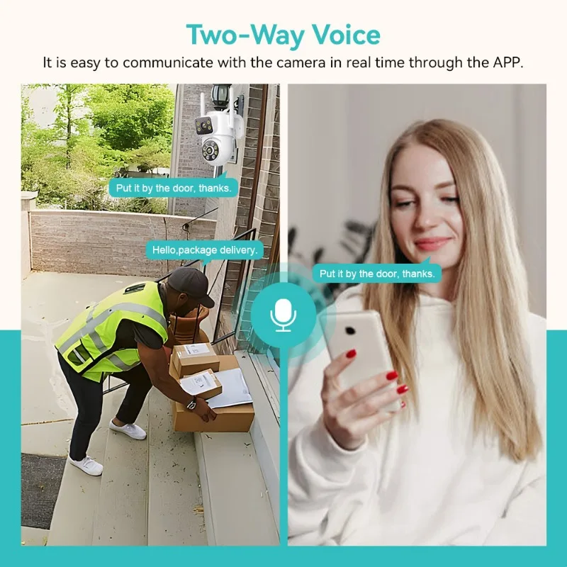 4PCS 4K 8MP WiFi PTZ Camera Dual Screen Outdoor Auto Tracking Human Detection CCTV Surveillance Camera Security Protection ICSEE