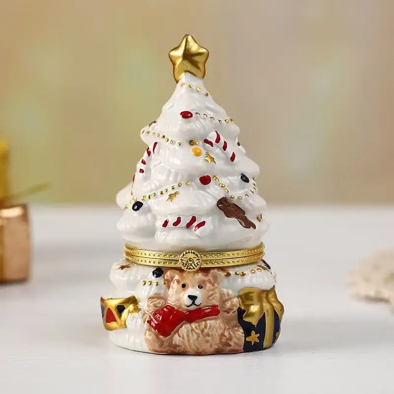 

Christmas Tree Jewelry Trinket Box Fine Craftsmanship Creative Treasure Case Candy Box Suitable for Holiday Parties Desk