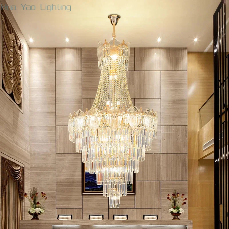 Duplex Simple Staircase Long Chandelier Led Livingroom Chandelier Villa Simple Modern Creative Hotel Restaurant Hanging Lighting