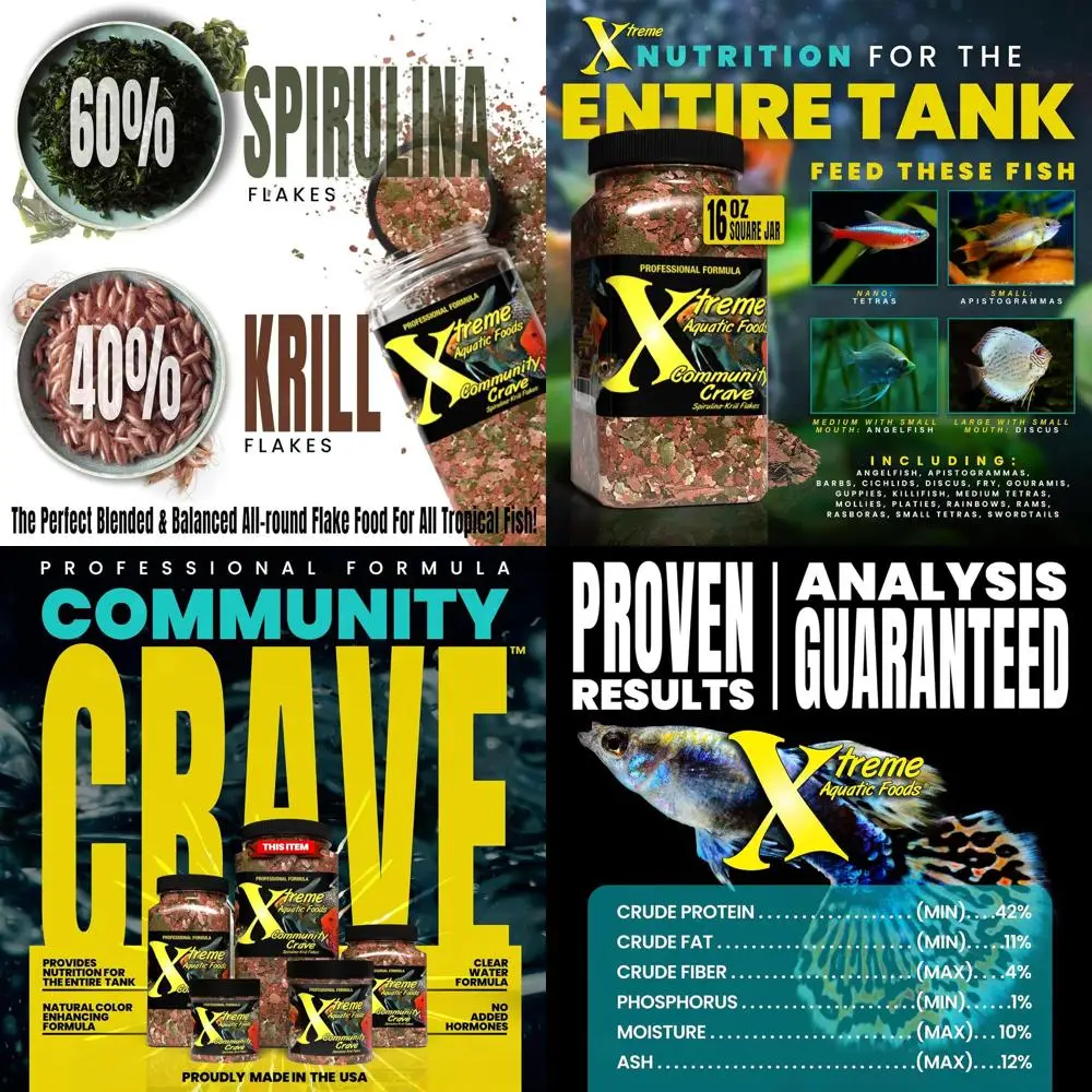 

Xtreme Community Crave Flake — смесь крил и спирулины для ярких цветов, поддержки иммунитета и здоровья пищеварительной, тропических и свежих продуктов