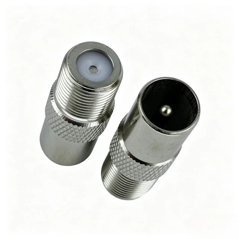 F Female to IEC Male Adapter Quick Plug RF Coaxial Connector F Type to TV PAL Antenna Connector