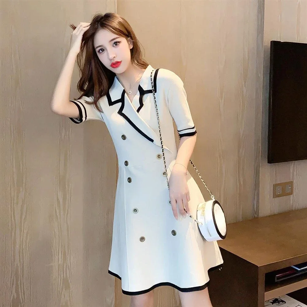 Formal Occasion Black Clothing Female Dresses 2024 Women\'s Dress Short White Mini Blazer Cotton Luxury X Outfits Vintage Trendy