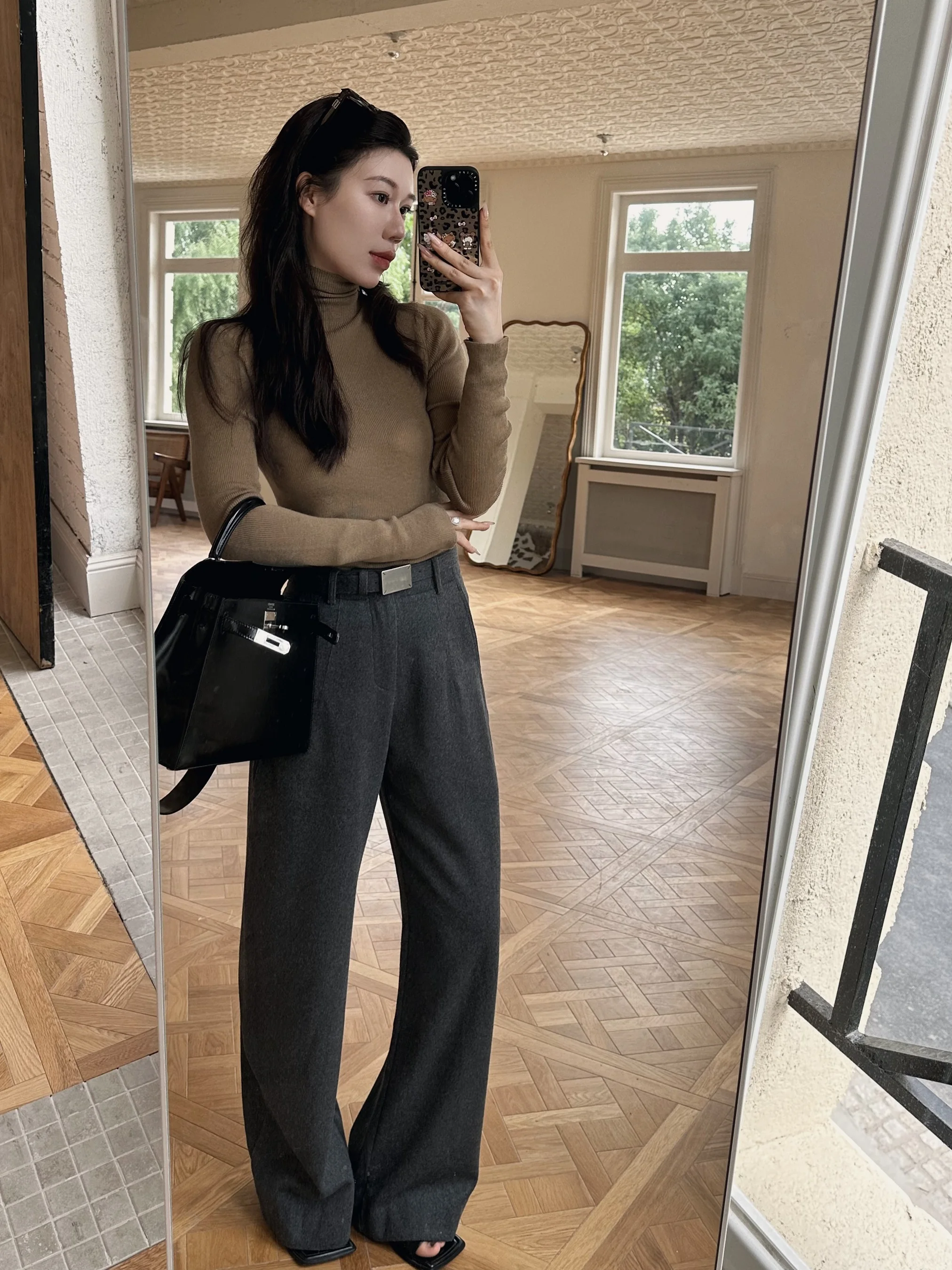 

High-Quali Chier Woolen Pants 50 Woolen Simple 3D Drapey Suiting Casual Trousers for Women Autumn Season Long Pants